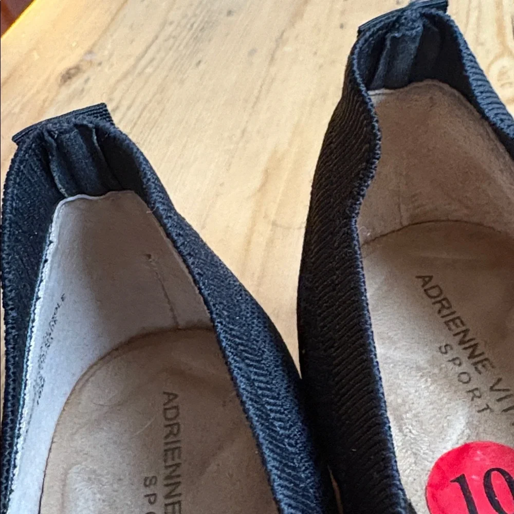 Adrienne Vittadini Niko slip-on sneakers black fabric woven espadrille Size 10